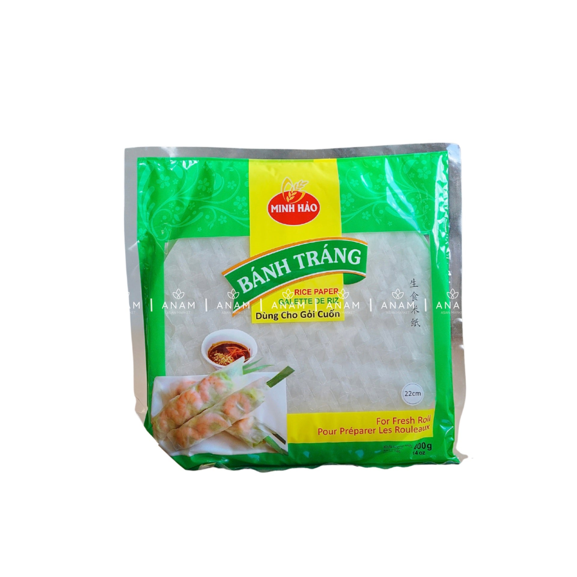 ANAM | Minh Hao Rice Paper 22cm | 越南生食米纸 | Minh Hao Banh trang 22cm 400g