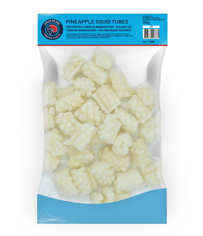 ANAM | Pineapple Squid Tubes Raw Cleaned 4/6 CM - 1 KG | 清洁菠萝鱿鱼筒4/6厘米 | Muc ong lam sach size 4/6