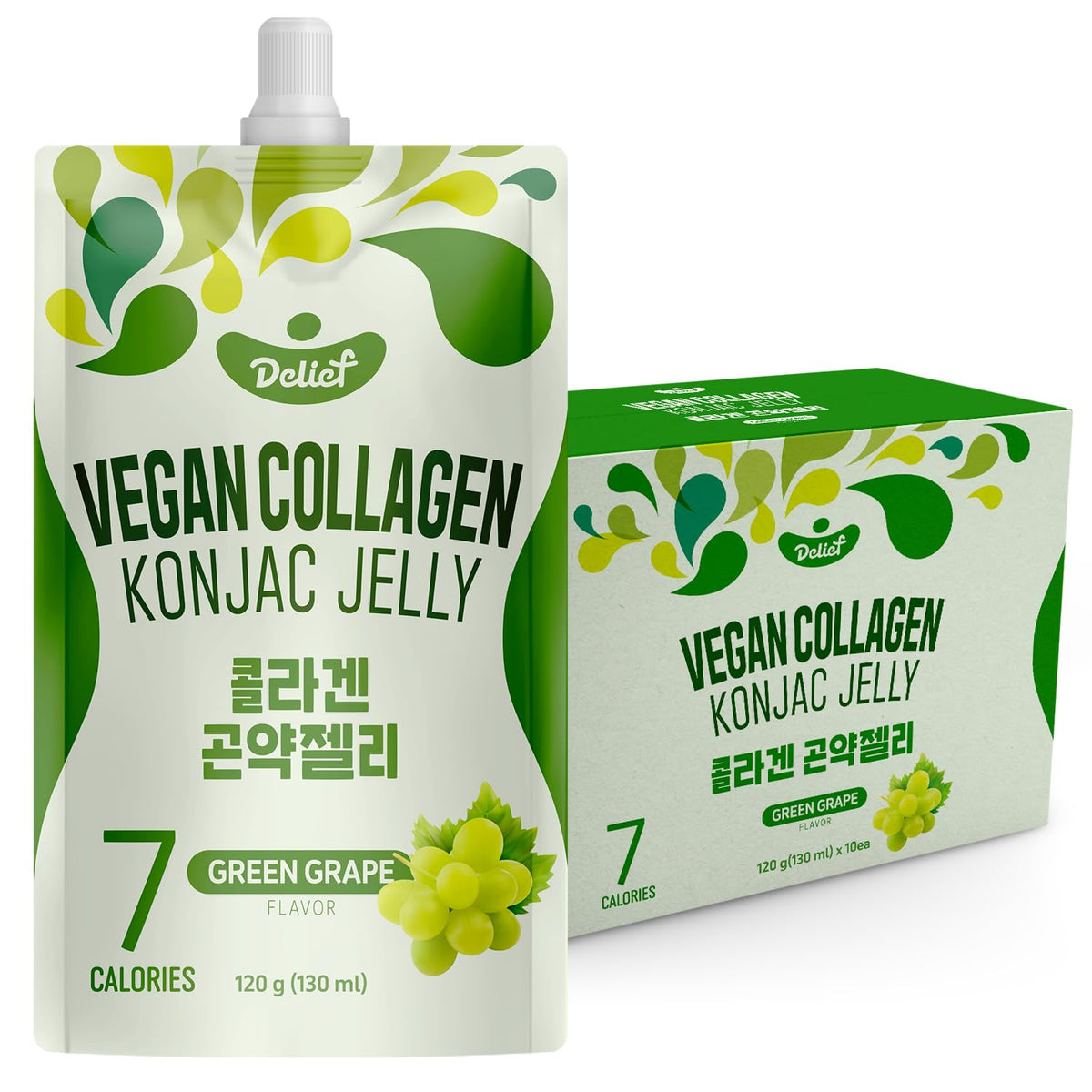 ANAM | DELIEF Vegan Collagen Konjac Jelly Green Grape 120g | 素食胶原蛋白魔芋果冻 青提味| Vegaaninen kollageeni-konjakhyytelö vihreä viinirypäle | Thach Konjac nho xanh| วุ้นบุกคอลลาเจนวีแกน รสองุ่นเขียว