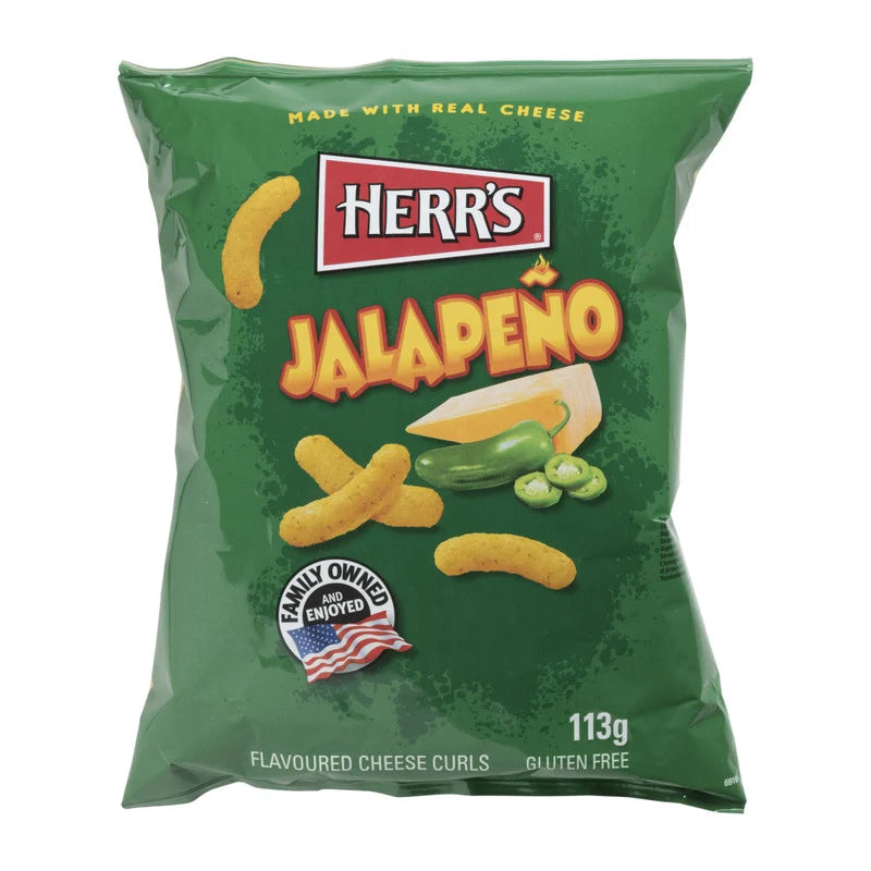 ANAM | HERR'S Cheese Curls Jalapeño 113 G | 墨西哥辣椒芝士条 | Snack pho mai jalapeno