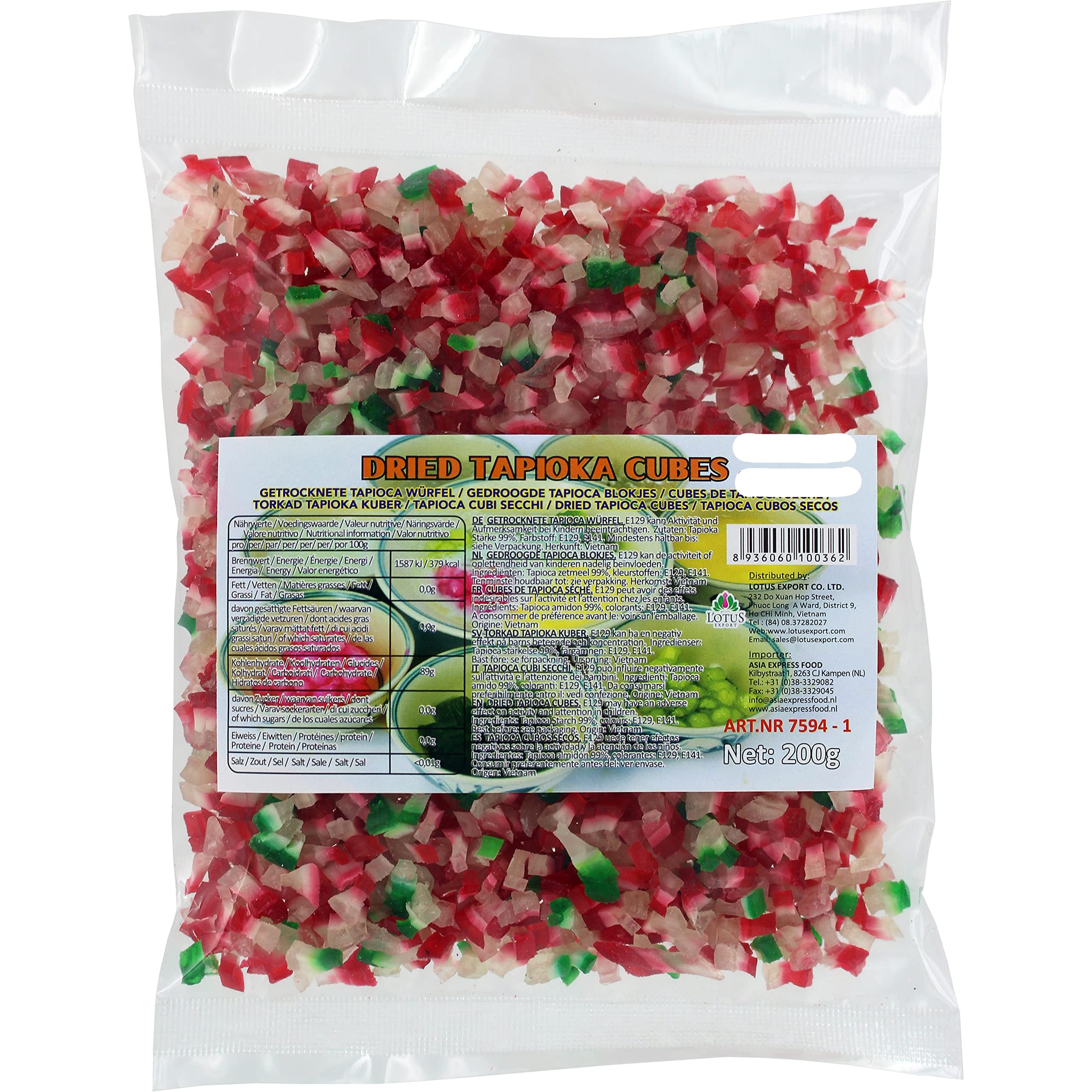 ANAM | LOTUS - Tapioca Cubes Dried Hat Luu 200 G | 木薯珍珠 | Hat luu
