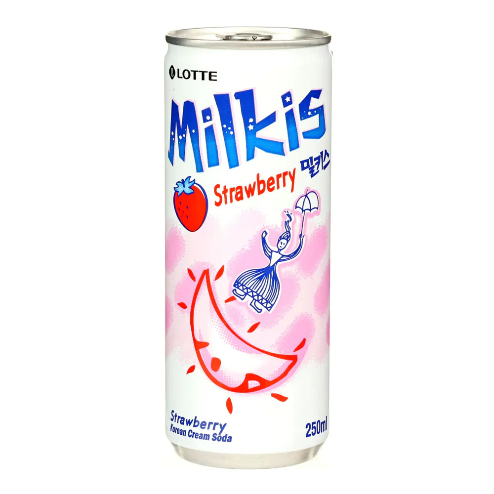 ANAM | LOTTE Milkis Soft Drink Strawberry Can 250 ML | 草莓味Milkis 汽水 | Nuoc Milkis Dau