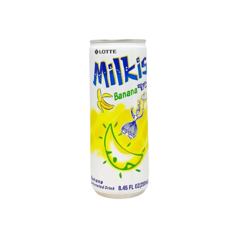 ANAM | LOTTE Milkis Soft Drink Banana Can 250ml | 香蕉牛奶汽水 | Banaaninmakuinen Milkis-virvoitusjuoma | มิลคิสกล้วย | Nuoc Milkis chuoi 250ml
