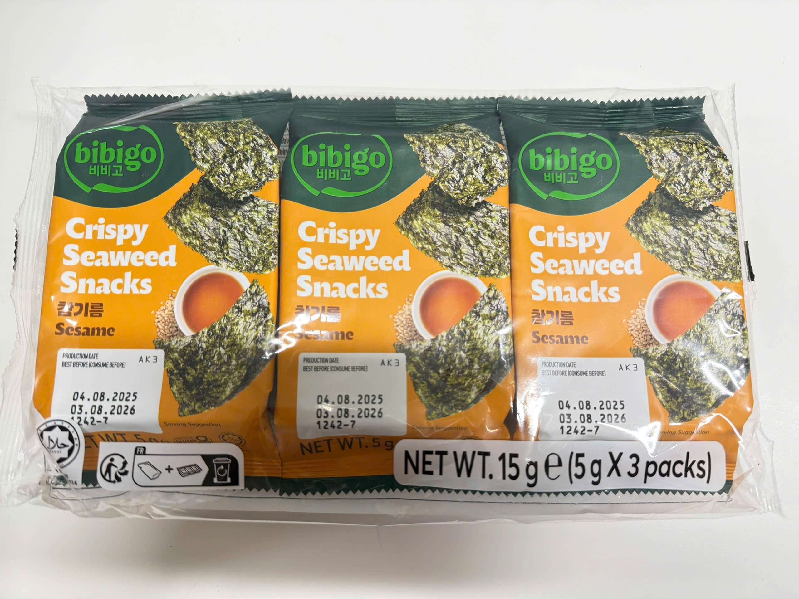 ANAM | BIBIGO Seaweed Snack Crispy Original 5 G | 原味脆海苔 | Rong bien gion original