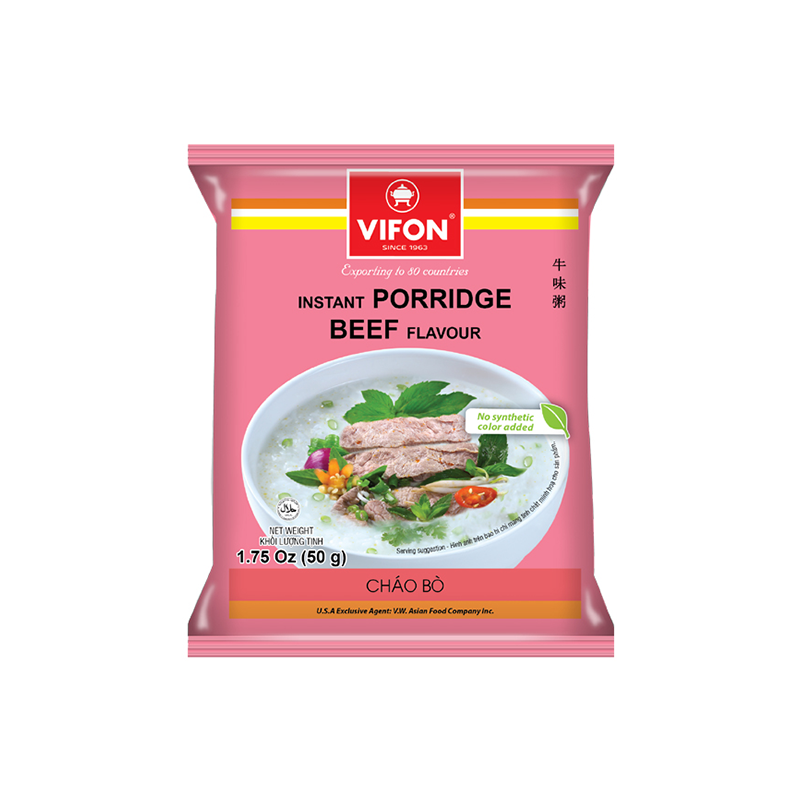 ANAM | VIFON Inst Rice Porridge Beef Flavor 50g | VIFON 牛肉味速食粥 50克 | Pikapuuro naudanliha 50g | Chao an lien vi bo VIFON 50g