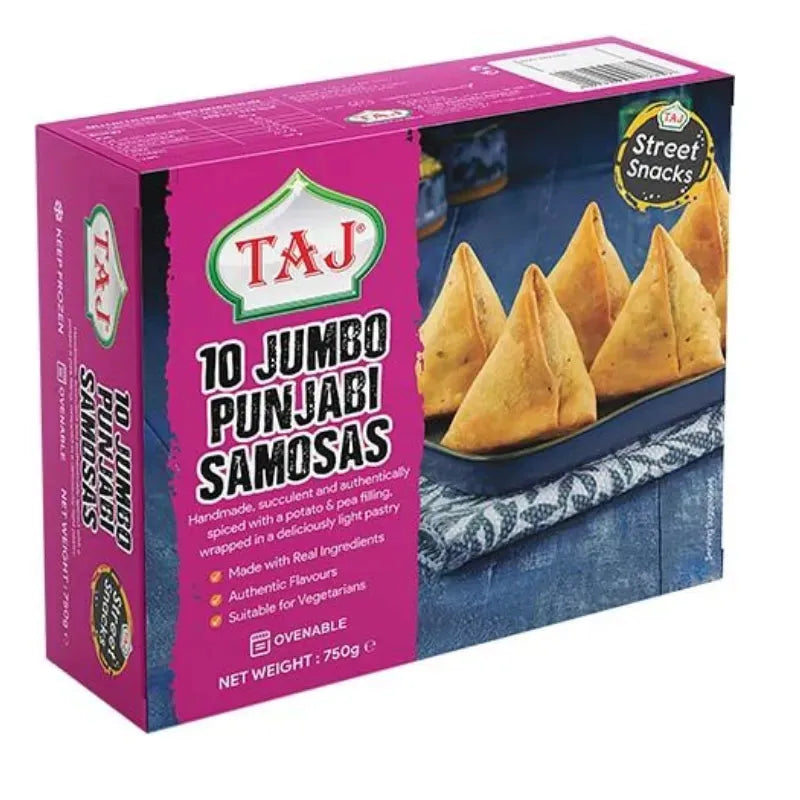 ANAM | TAJ Samosa Punjabi Jumbo 10 PCS 750 G Halal | 旁遮普大号咖喱角 | Banh samosa punjabi jumbo