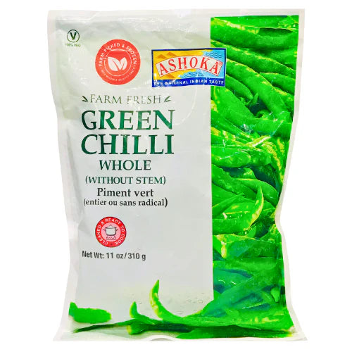 ANAM | ASHOKA – Green Chilli (Frozen) – 310g | 青辣椒 | Ot xanh dong lanh