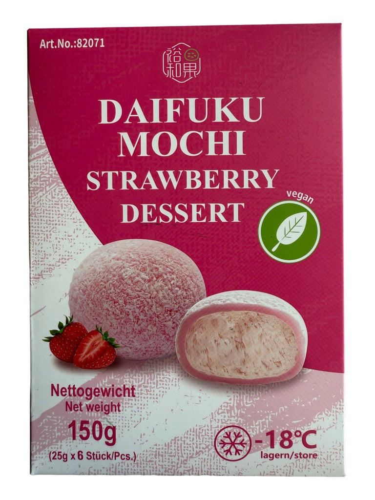 ANAM | Daifuku Frozen Lactose-Free Mochi Strawberry 150g | 大福冷冻无乳糖草莓麻糬 150克 | Pakastettu laktoositon mansikka mochi 150g | Mochi dau khong lactose Daifuku 150g