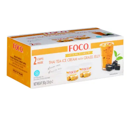 ANAM | FOCO Ice Cream Cup Thai Tea With Grass Jelly Flavor 80g | FOCO 泰式奶茶仙草冰淇淋 80克 | Thai tee ja grass jelly jaatelo 80g | Kem ly tra Thai suong sao FOCO 80g