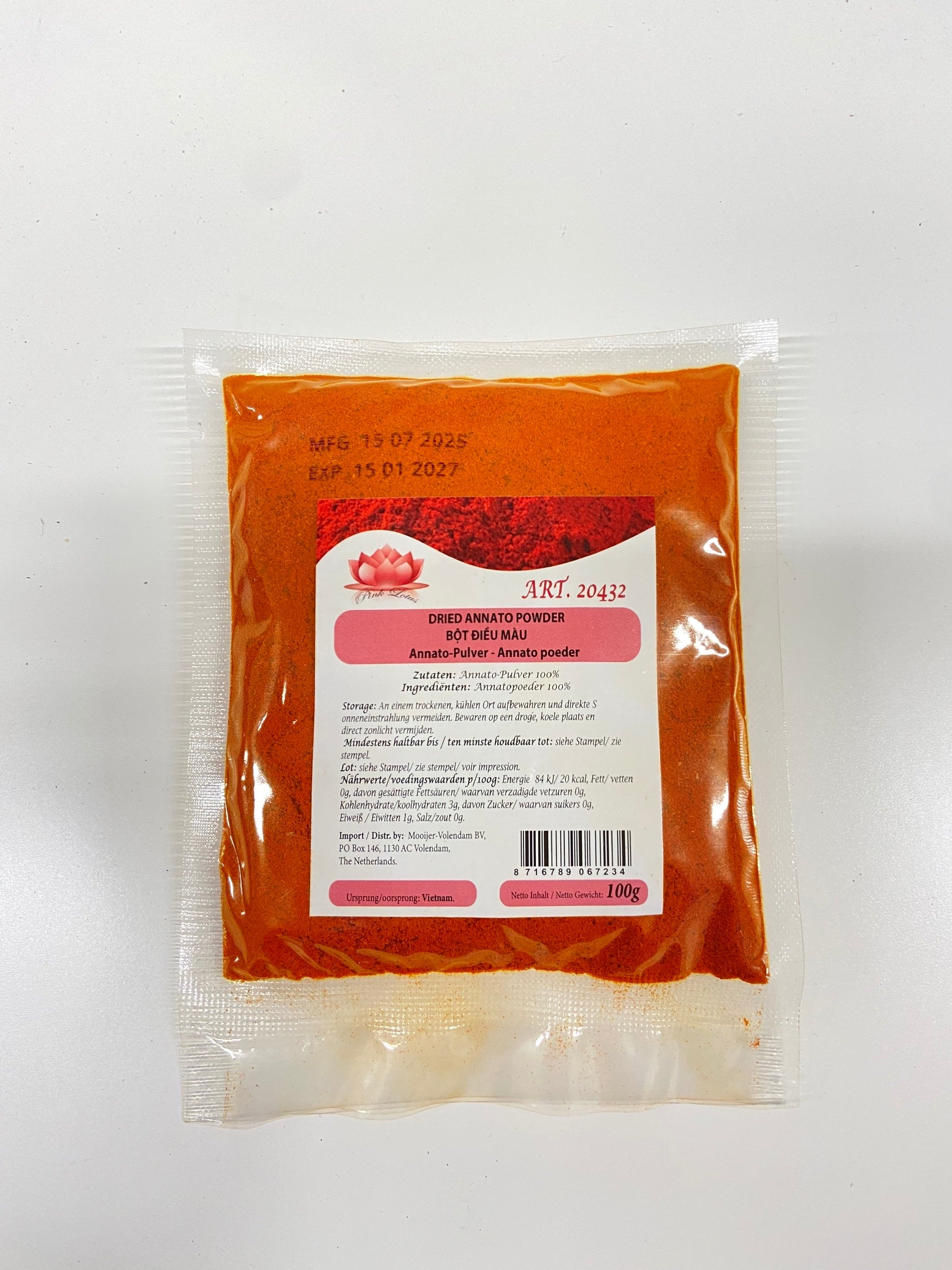 ANAM | PINK LOTUS – Annatto Powder | 胭脂树籽粉 | Bot dieu mau annatto 100g